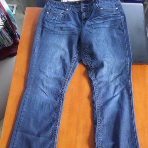 Maurices boot cut long Blue Jeans with Black Pocket Decor